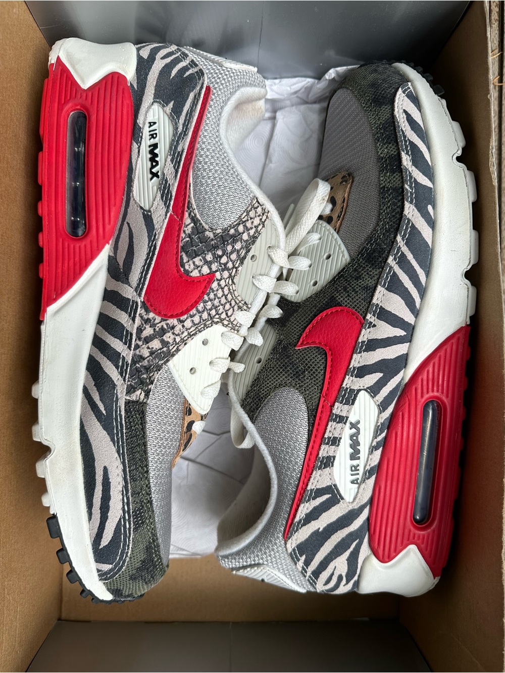 Nike Air Max 90 tunnel walk animal instinct print Red zebra